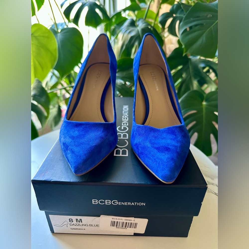 BCBG Gaminkha-x Blue Suede Heels - Picture 2 of 6